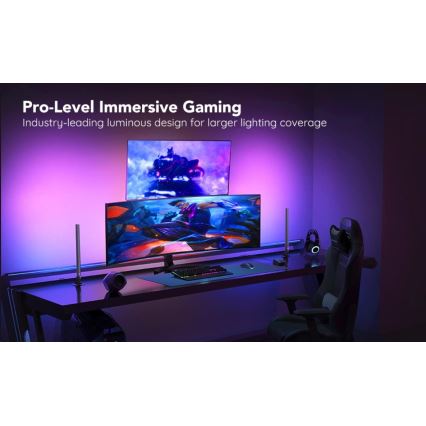 Govee - set 2x Smart Gaming Wi-Fi LED RGBIC panelen + Smart Dual zwart + afstandsbediening