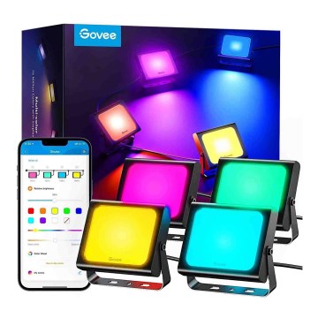 Govee - SET 4x Flood Lights buitenshuis SMART LED lichten Wi-Fi IP66