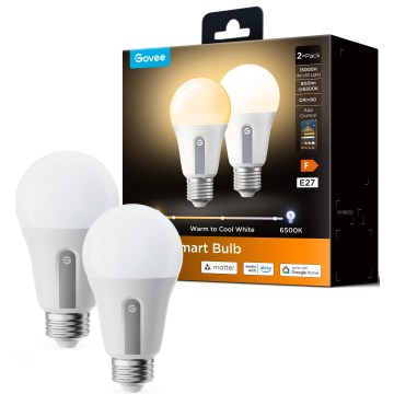 Govee - Set van 2 dimbare LED-lampen Smart MATTER A60 E27/9W/230V 2700-6500K Wi-Fi