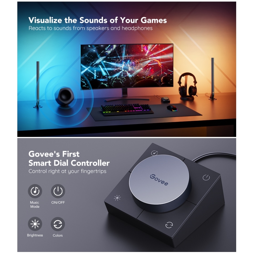 Govee - Smart Gaming WiFi LED-panelen + Smart Dual-controller Wit Wi-Fi