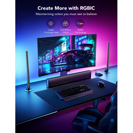Govee - Smart Gaming WiFi LED-panelen + Smart Dual-controller Wit Wi-Fi
