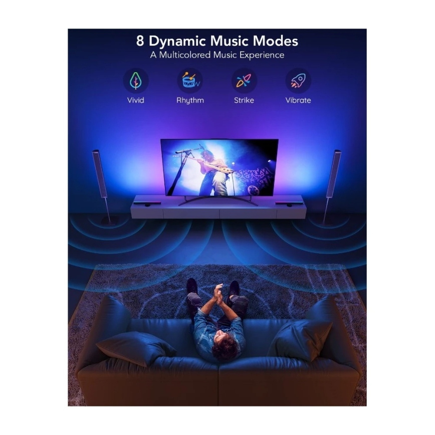 Govee - SMART LED RGBIC-paneel 38 cm voor tv 43-75 - 2 stuks Wi-Fi