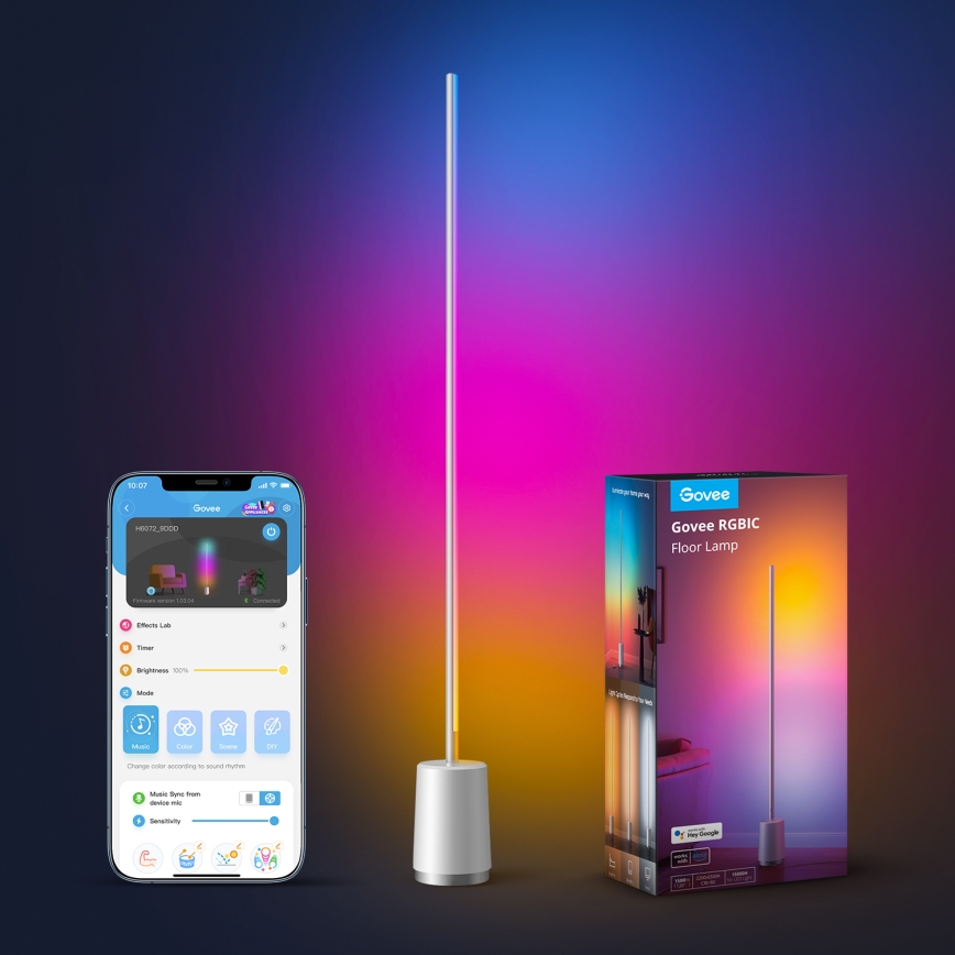 Govee - Dimbare LED Staande lamp Lyra Smart RGBICWW 2200-6500K Wi-Fi + afstandsbediening