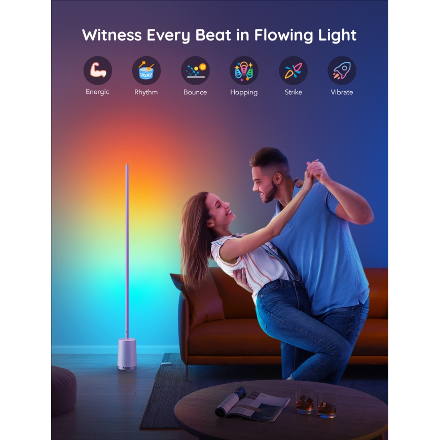 Govee - Dimbare LED Staande lamp Lyra Smart RGBICWW 2200-6500K Wi-Fi + afstandsbediening