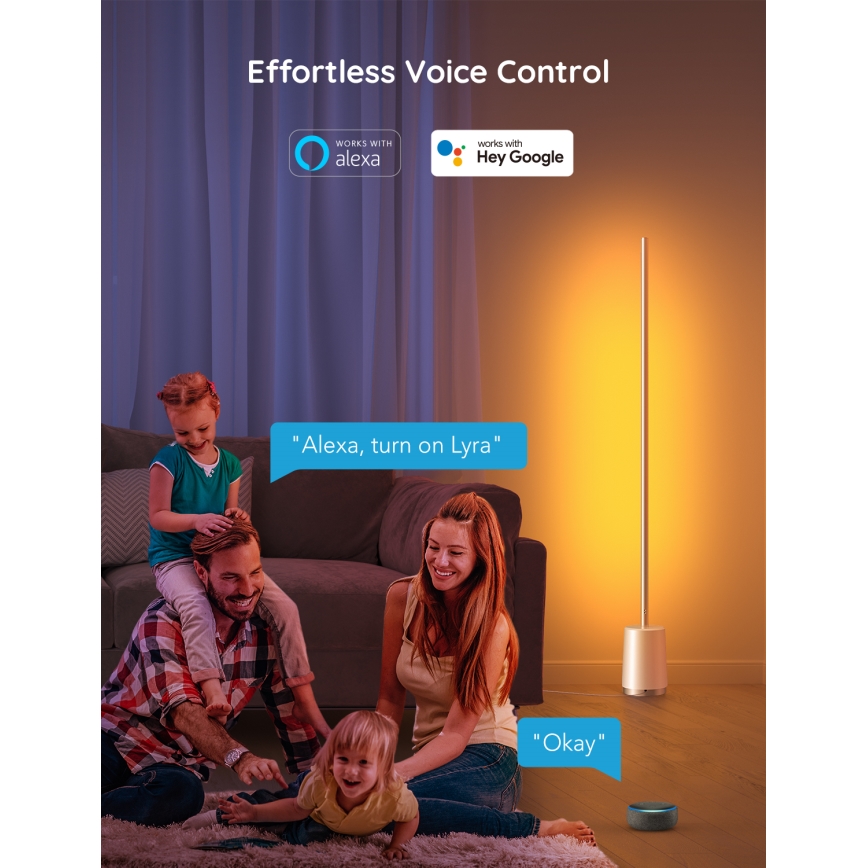 Govee - Dimbare LED Staande lamp Lyra Smart RGBICWW 2200-6500K Wi-Fi + afstandsbediening
