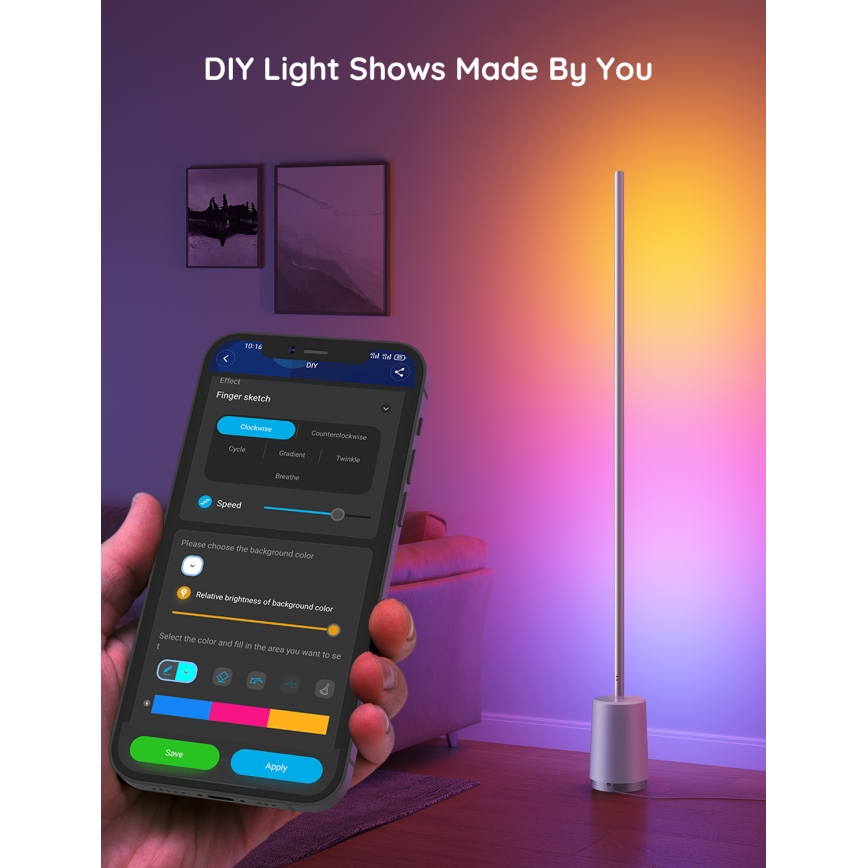 Govee - Dimbare LED Staande lamp Lyra Smart RGBICWW 2200-6500K Wi-Fi + afstandsbediening