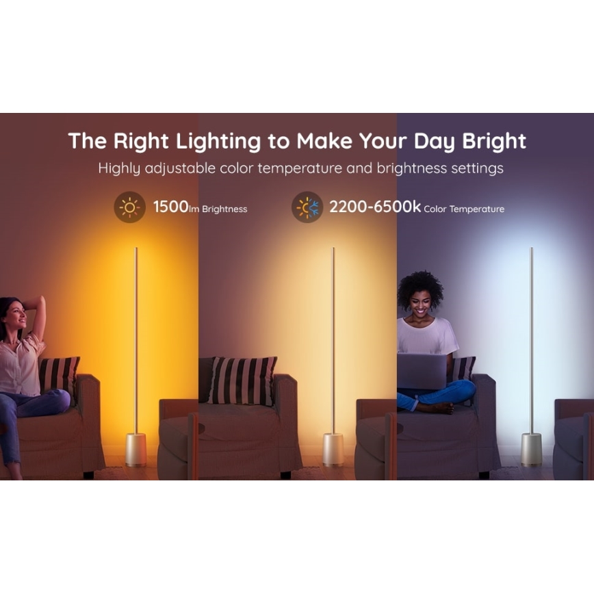 Govee - Dimbare LED Staande lamp Lyra Smart RGBICWW 2200-6500K Wi-Fi + afstandsbediening