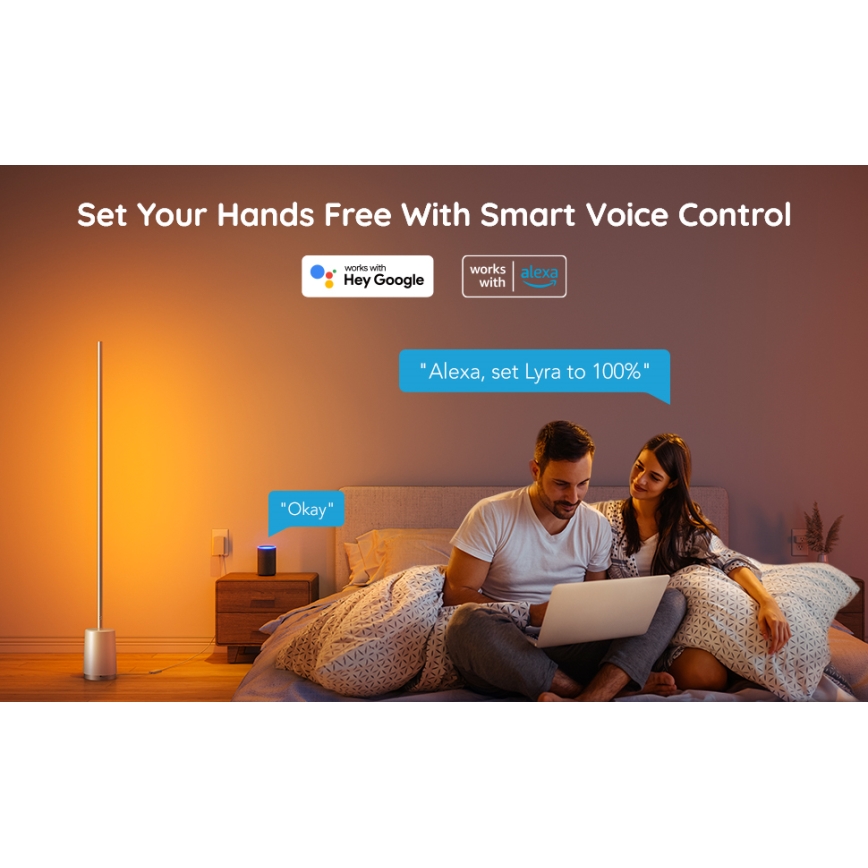 Govee - Dimbare LED Staande lamp Lyra Smart RGBICWW 2200-6500K Wi-Fi + afstandsbediening