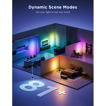 Govee - Dimbare LED Staande lamp met een luidspreker Pro RGBICWW 2200-6500K Wi-Fi + afstandsbediening