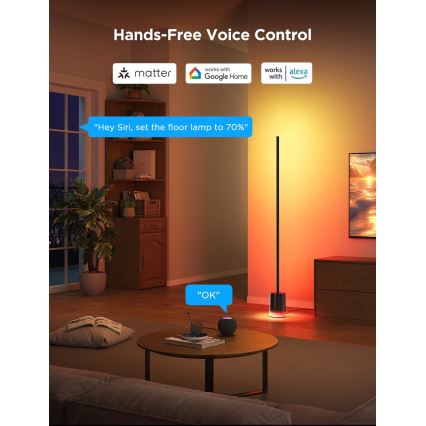 Govee - Dimbare LED Staande lamp Smart MATTER LED RGBICWW 2200-6500K Wi-Fi + afstandsbediening