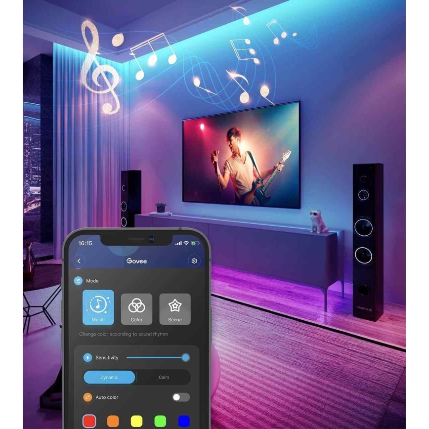 Govee - Wi-Fi RGB Smart LED Strip 15m + afstandsbediening