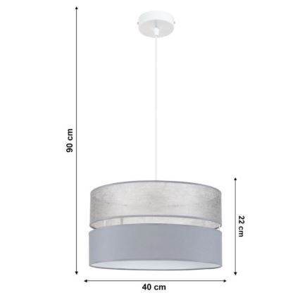 Grijze Hanglamp aan een koord LIMA 1x E27 / 60W / 230V