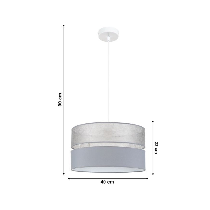Grijze Hanglamp aan een koord LIMA 1x E27 / 60W / 230V