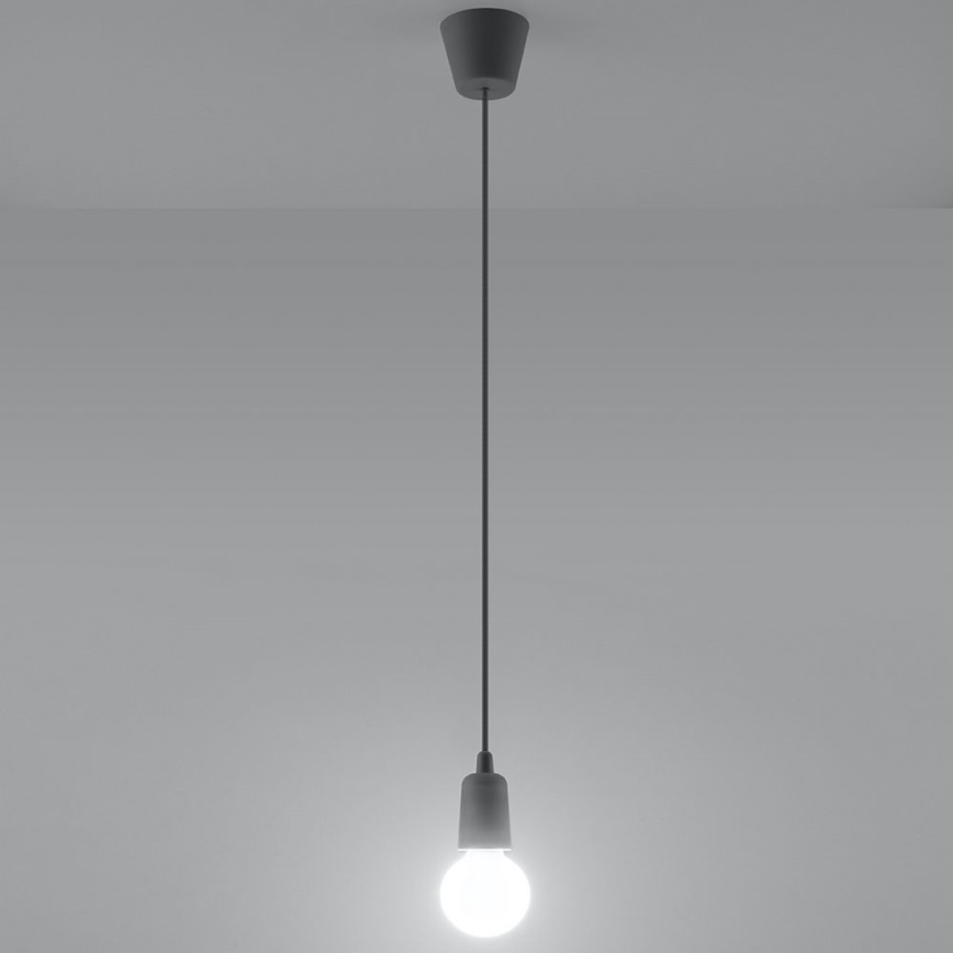 Grijze Kroonluchter aan ketting DIEGO 1x E27 / 60W / 230V