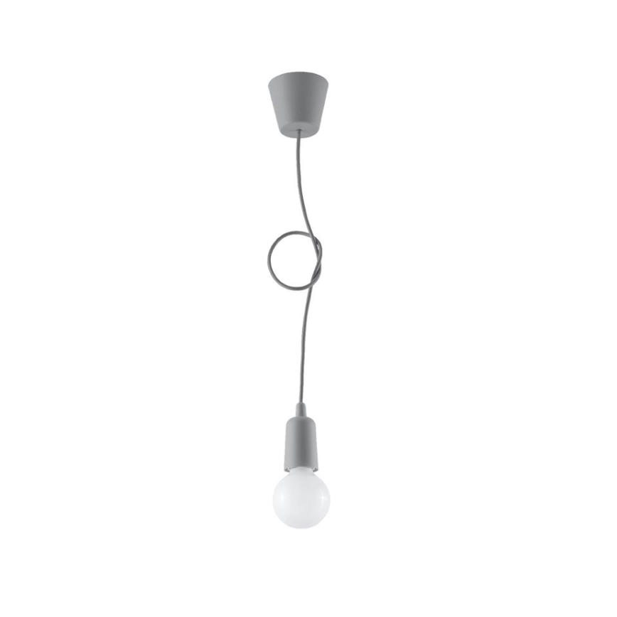 Grijze Kroonluchter aan ketting DIEGO 1x E27 / 60W / 230V
