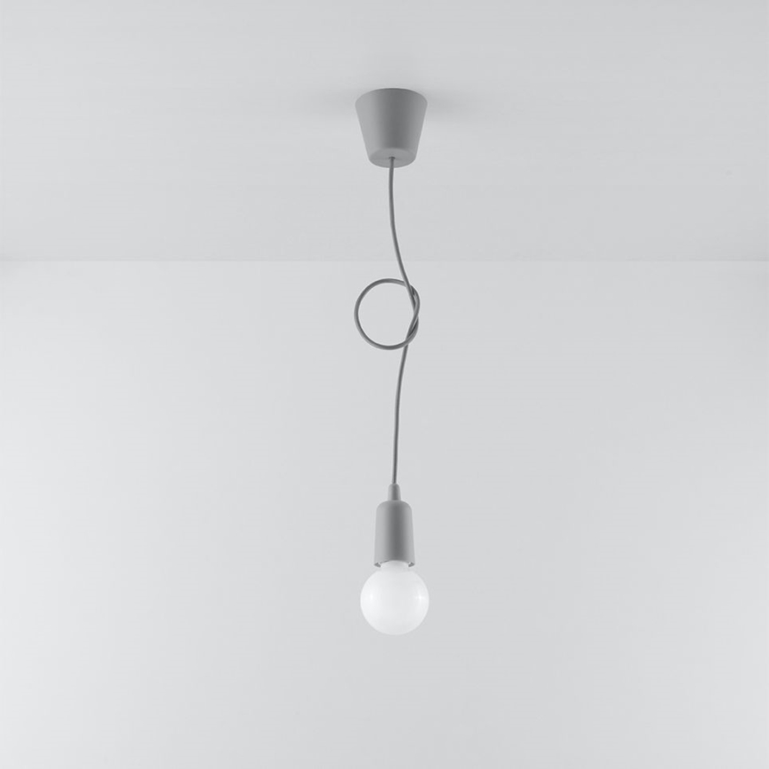 Grijze Kroonluchter aan ketting DIEGO 1x E27 / 60W / 230V