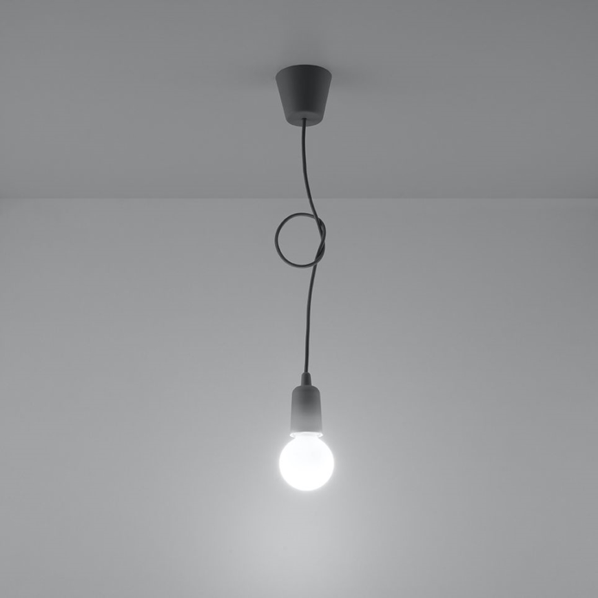Grijze Kroonluchter aan ketting DIEGO 1x E27 / 60W / 230V