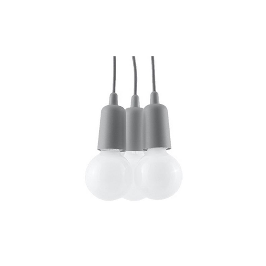 Grijze kroonluchter aan koord DIEGO 3x E27 / 60W / 230V