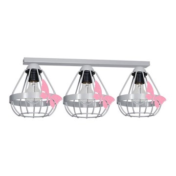 Grijze Plafondlamp kinderkamer KAGO 3x E27 / 60W / 230V