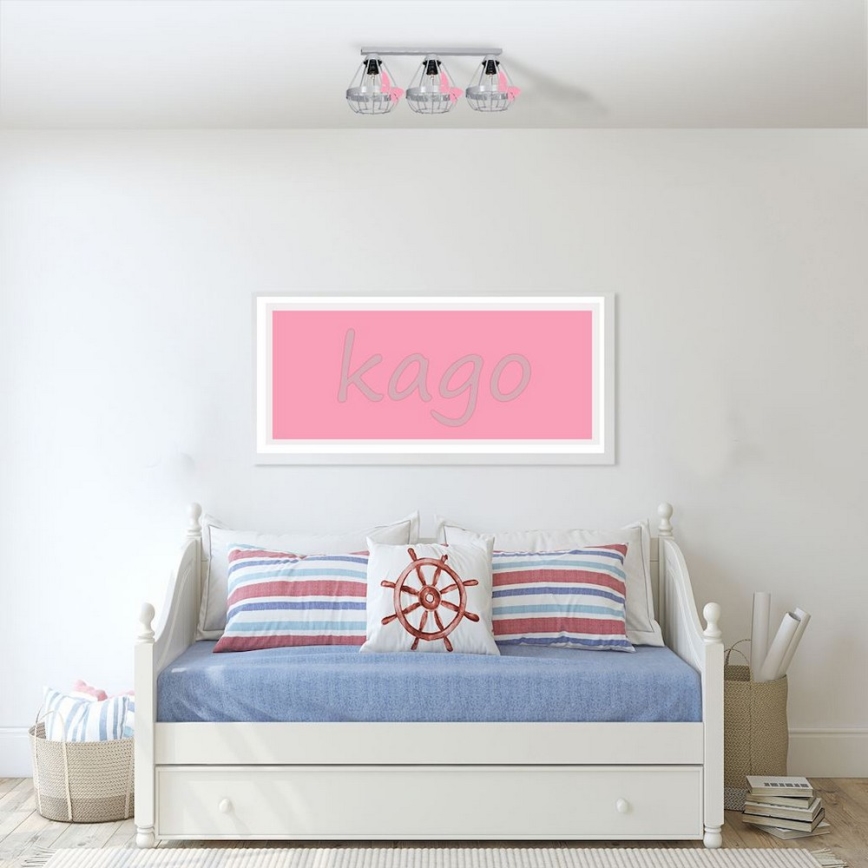 Grijze Plafondlamp kinderkamer KAGO 3x E27 / 60W / 230V