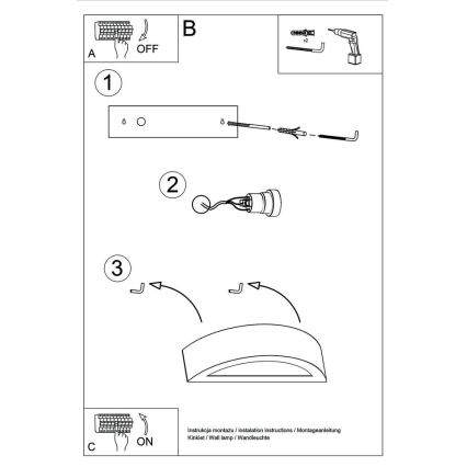 Grijze Wandlamp ATENA 1x E27 / 60W / 230V