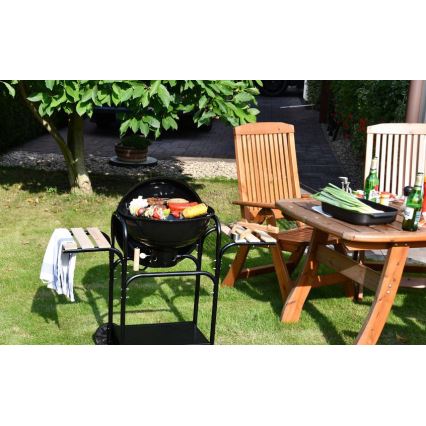 Grill portable au charbon de bois noir/bois