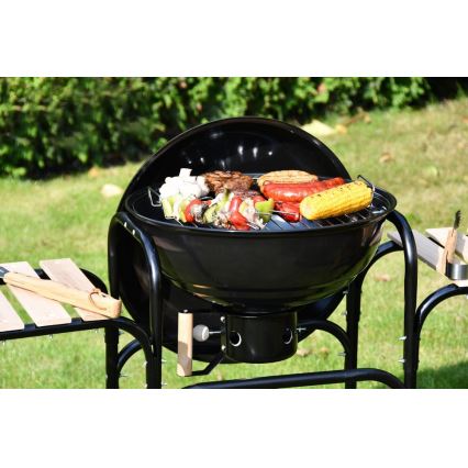 Grill portable au charbon de bois noir/bois