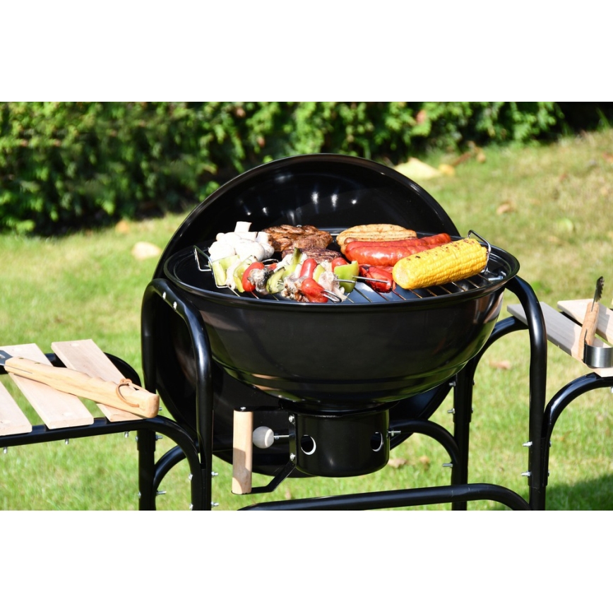 Grill portable au charbon de bois noir/bois