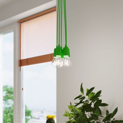 Groene lampen aan koord DIEGO 5xE27 / 60W / 230V