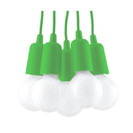 Groene lampen aan koord DIEGO 5xE27 / 60W / 230V