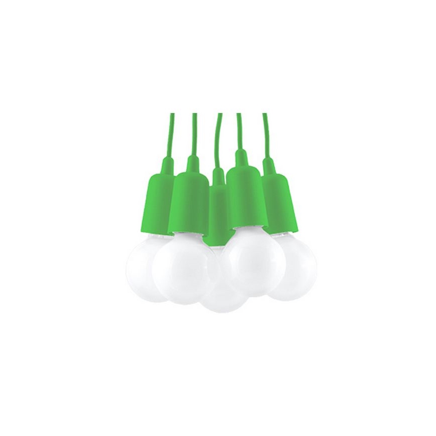 Groene lampen aan koord DIEGO 5xE27 / 60W / 230V