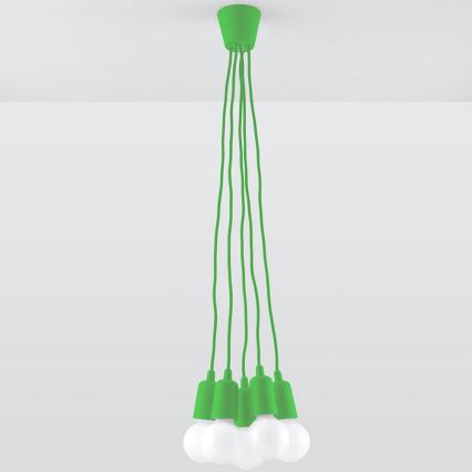 Groene lampen aan koord DIEGO 5xE27 / 60W / 230V