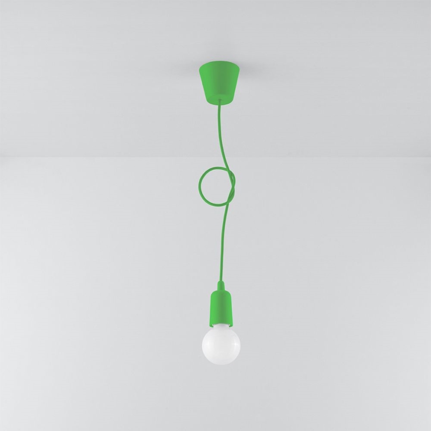 Groenen lamp aan koord DIEGO 1xE27 / 60W / 230V