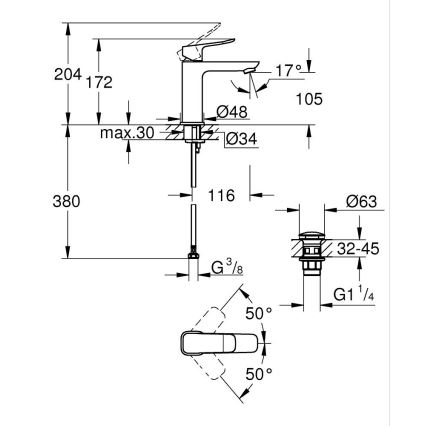 GROHE 1018332430 - Mitigeur de lavabo DICE M noir