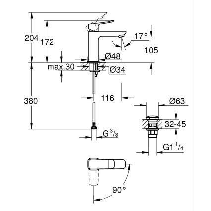 GROHE 1018362430 - Wastafelkraan DICE M zwart