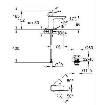 GROHE 1018572430 - Mitigeur pour lavabo DICE S noir