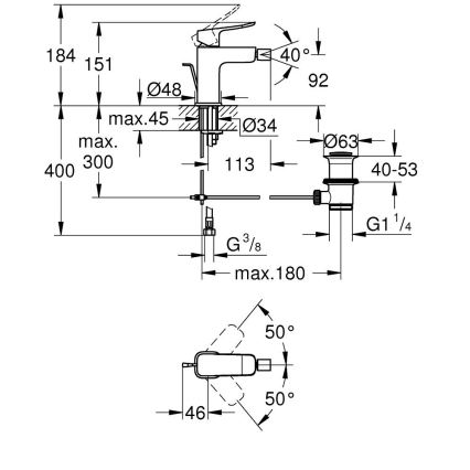 GROHE 1018770000 - Bidetkraan DICE, glanzend chroom