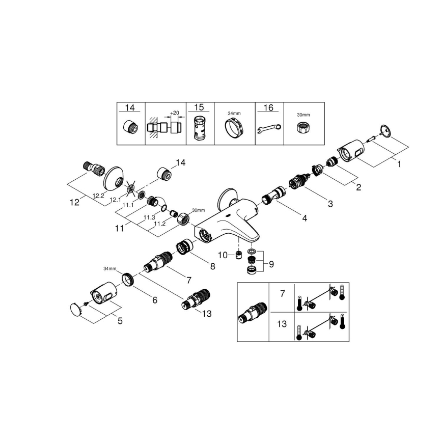 GROHE 1022162432 - Mitigeur thermostatique pour baignoire PRECISION TREND DN 15 noir