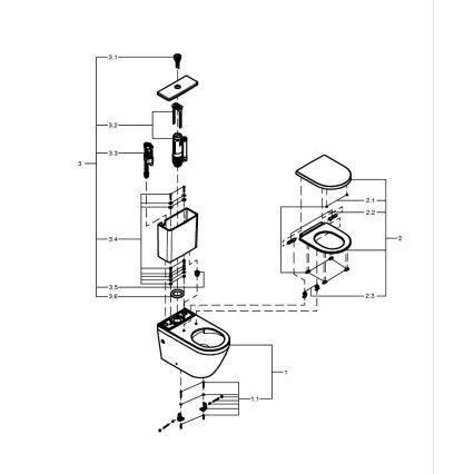 GROHE 102513SH00 - EURO CERAMIC complete toiletcombinatie 67,3 x 37,6 x 79,2 cm keramiek/wit