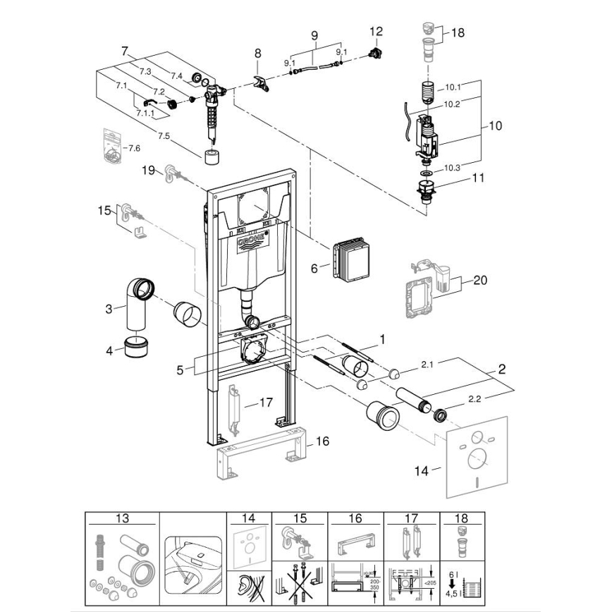 GROHE 103846SH00 - SOLIDO 5-in-1 set 1,13 m keramiek/wit