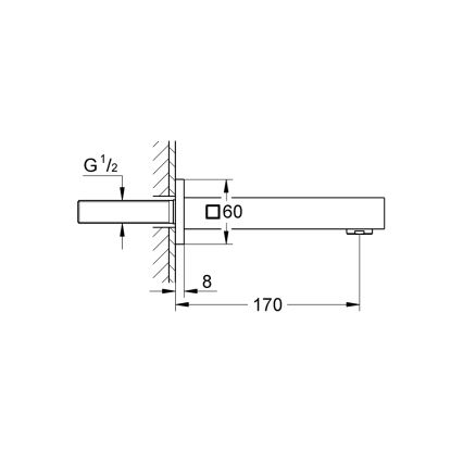 GROHE 13303000 - Badafvoer EUROCUBE 170 mm glanzend chroom