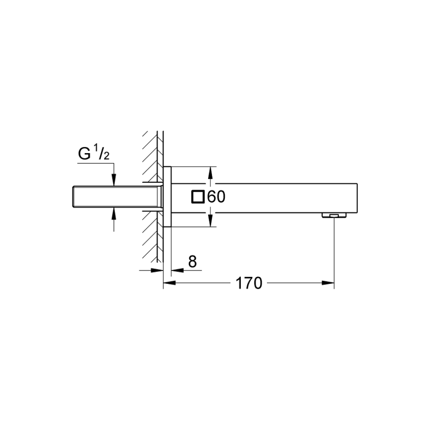 GROHE 13303000 - Badafvoer EUROCUBE 170 mm glanzend chroom