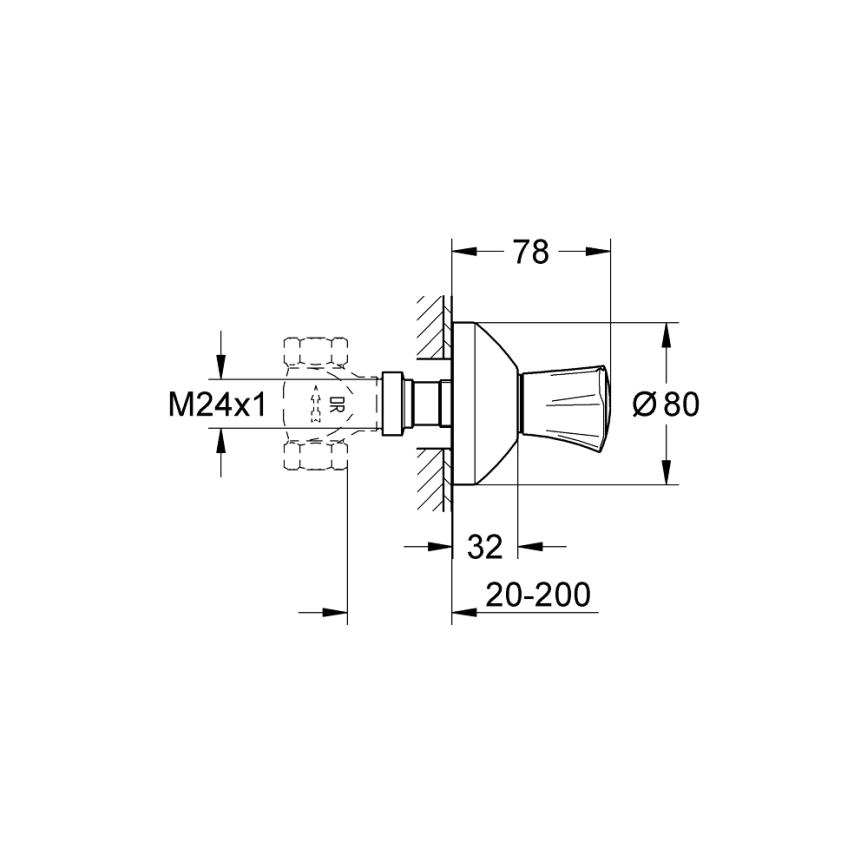 GROHE 19806001 - Bovenstuk voor inbouwventiel COSTA L 20-200 mm, glanzend chroom