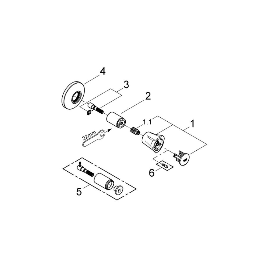 GROHE 19855001 - Opbouwdeel voor inbouwventiel COSTA L 10-35 mm glanzend chroom