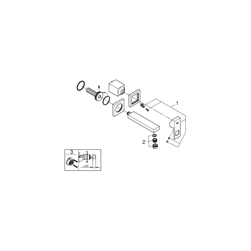 GROHE 19895000 - Tweegats wastafelkraan EUROCUBE 171 mm glanzend chroom