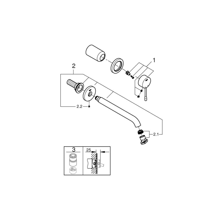 GROHE 19967AL1 - Mitigeur de lavabo à deux trous ESSENCE 230 mm graphite