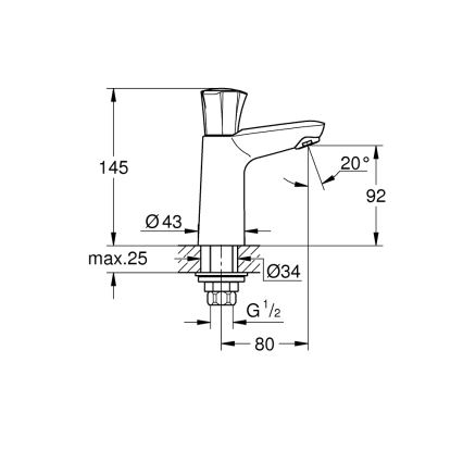 GROHE 20186001 - Stopkraan COSTA L DN 15, glanzend chroom