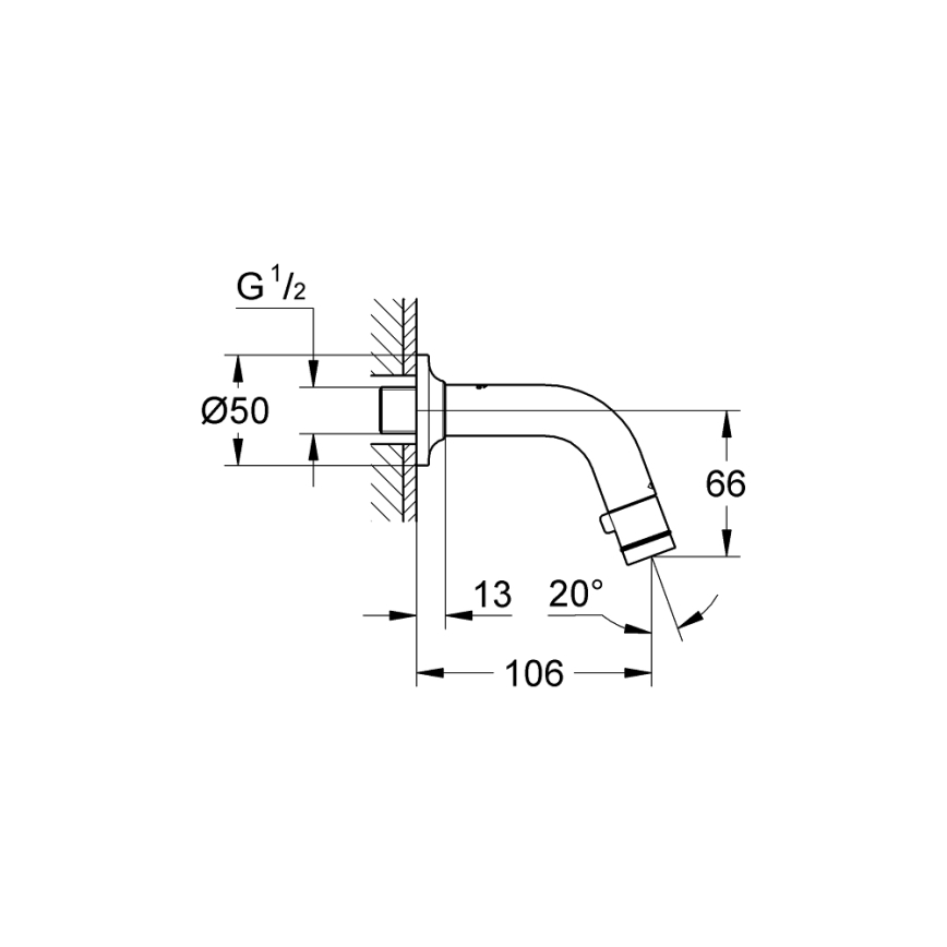 GROHE 20205000 - Robinet d'arrêt mural UNIVERSAL 106 mm chrome brillant