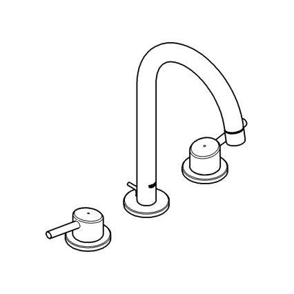 GROHE 20216001 - Mitigeur lavabo 3 trous CONCETTO DN 15 taille L chromé