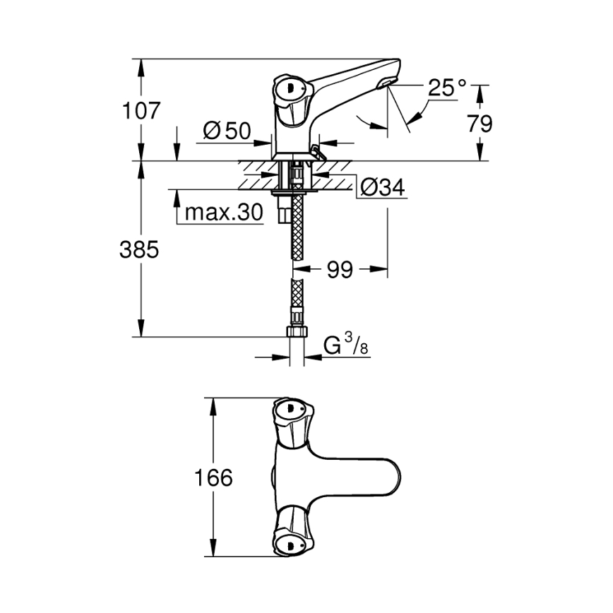GROHE 21100001 - Mitigeur pour lavabo COSTA L DN 15 chromé brillant